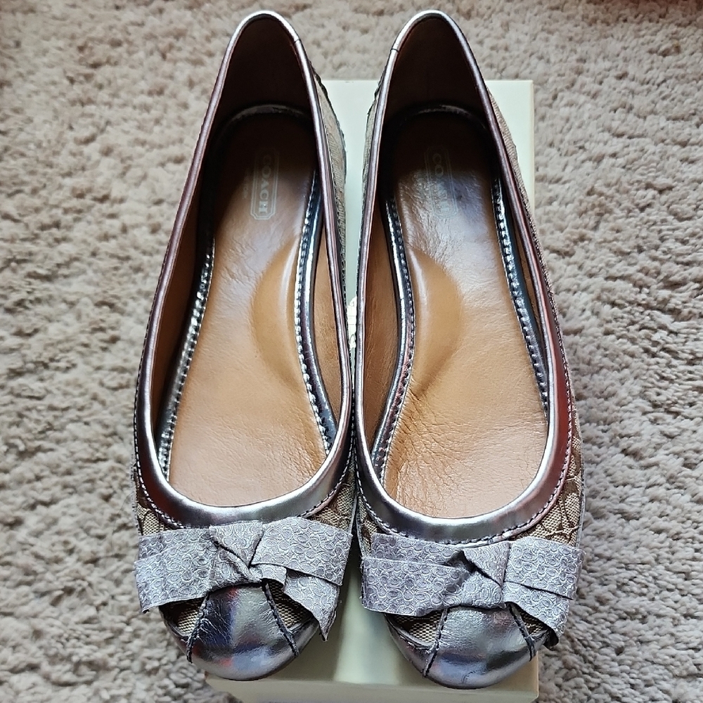 Chic Bow Flats in Silver by COACH